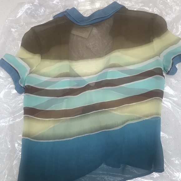 ST.JOHN SPORT multi color neutral blue/ yellow/brown /off white  stripes - Picture 5 of 6